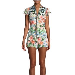 Alice + Olivia Short Sleeve Floral Print Romper
